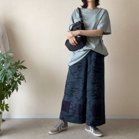 『京果：KYOKA』wide pants-Tsumugi&Silk crepe