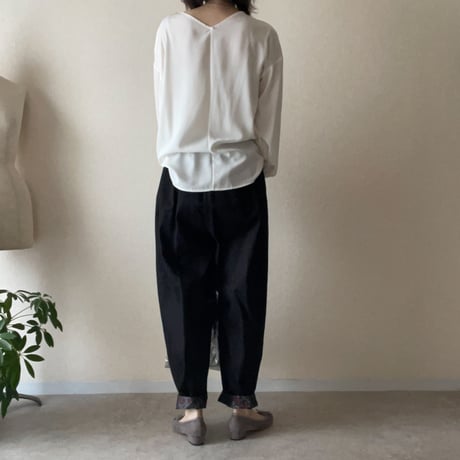 裾裏に柄・綿コクーンパンツ  Cocoon pants/Kimono-cloth hem lining