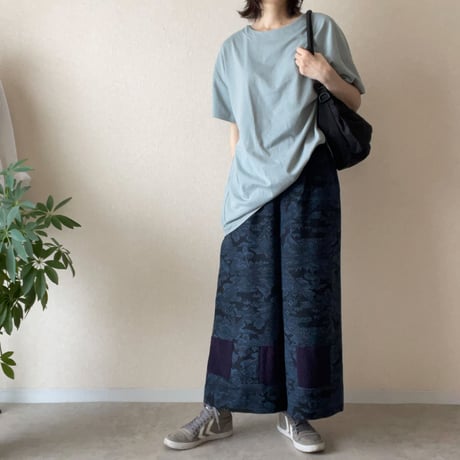 『京果：KYOKA』wide pants-Tsumugi&Silk crepe