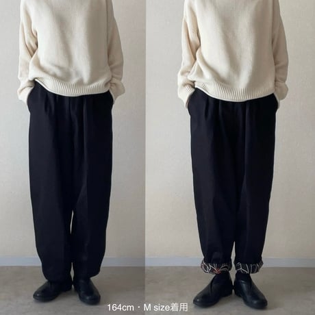 裾裏に柄・綿コクーンパンツ  Cocoon pants/Kimono-cloth hem lining