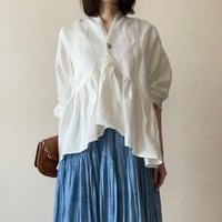バックダイヤ・トップス【OW】Linen gathered top
