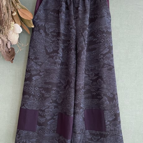 『京果：KYOKA』wide pants-Tsumugi&Silk crepe