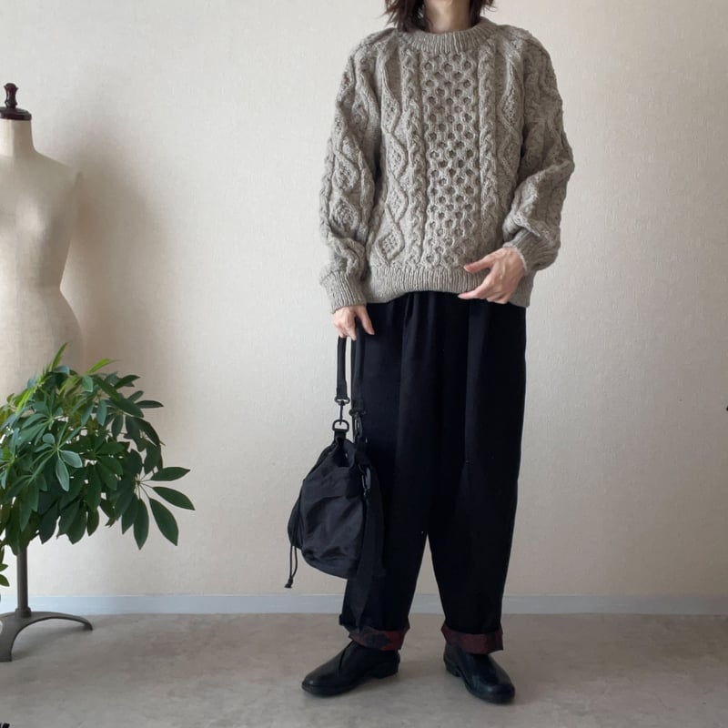 格子木綿のコクーンパンツ 綿コクーンパンツ（裾裏に柄) | NITENMON -Kimono Pants-