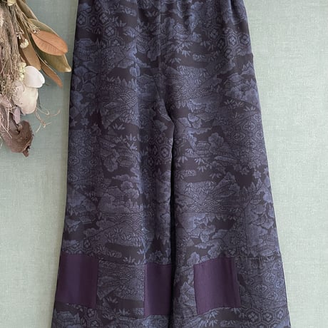 『京果：KYOKA』wide pants-Tsumugi&Silk crepe