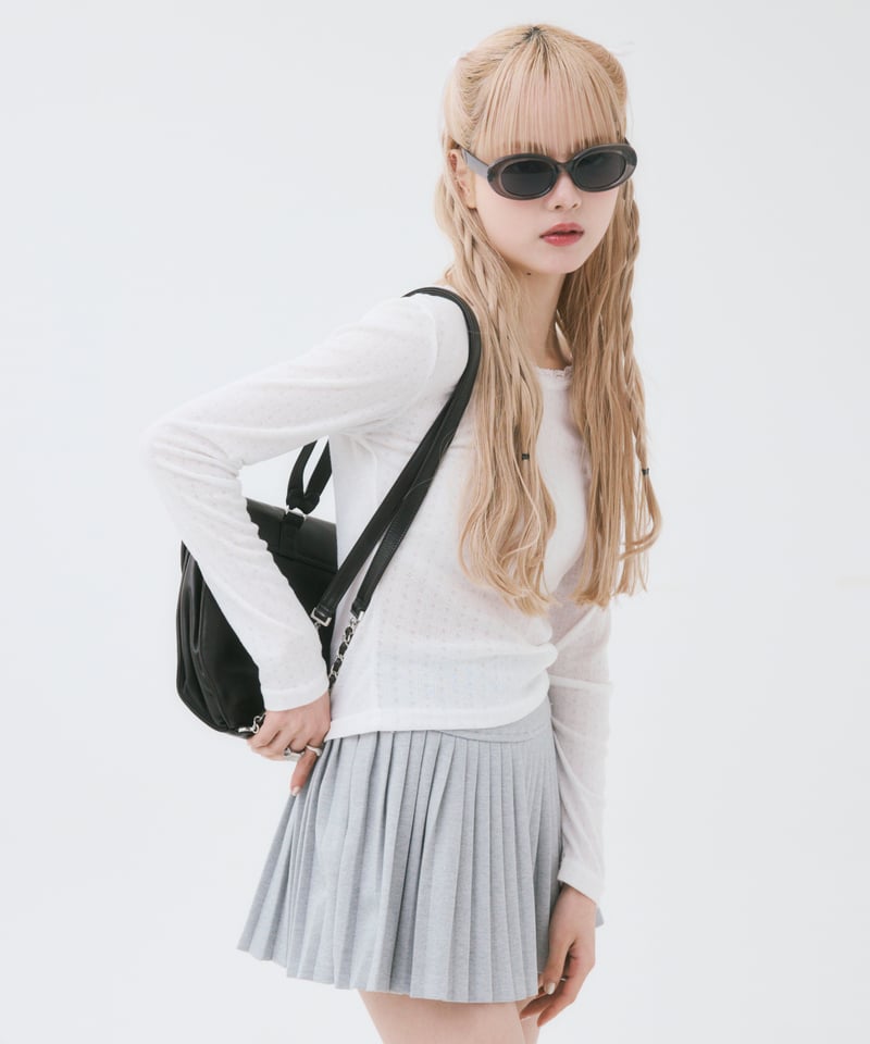 epine pleats mini skirt グレー　新品未使用 ≪通常販売≫adjust pleats mini skirt（アジャストプリーツミニ