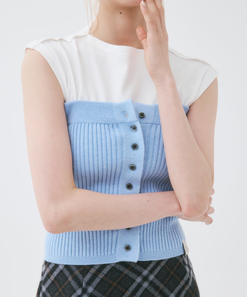 docking Sleeveless Bustier Tops (Sky Blue) | an