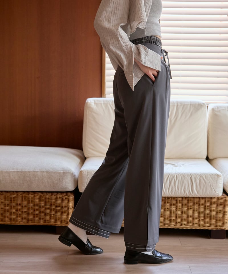 Layered Boyfriend Slacks【gray】 | anotherordinar Layered Boyfriend Slacks【gray】 | anotherordinar