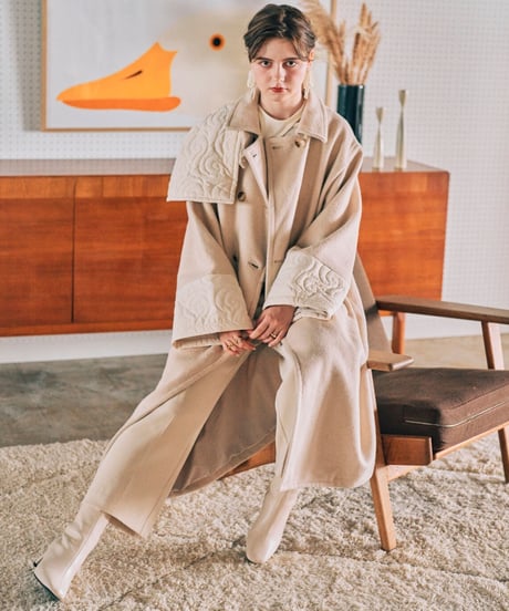high neck quilting coat