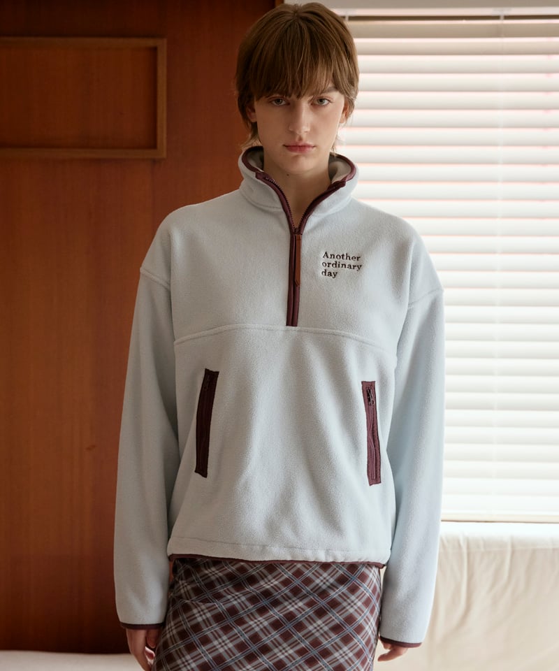Peekaboo half Zip Fleece【mist blue】 | anotheror