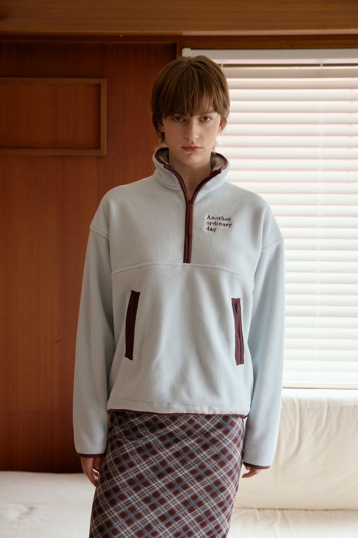 Peekaboo half Zip Fleece【mist blue】 | anotheror