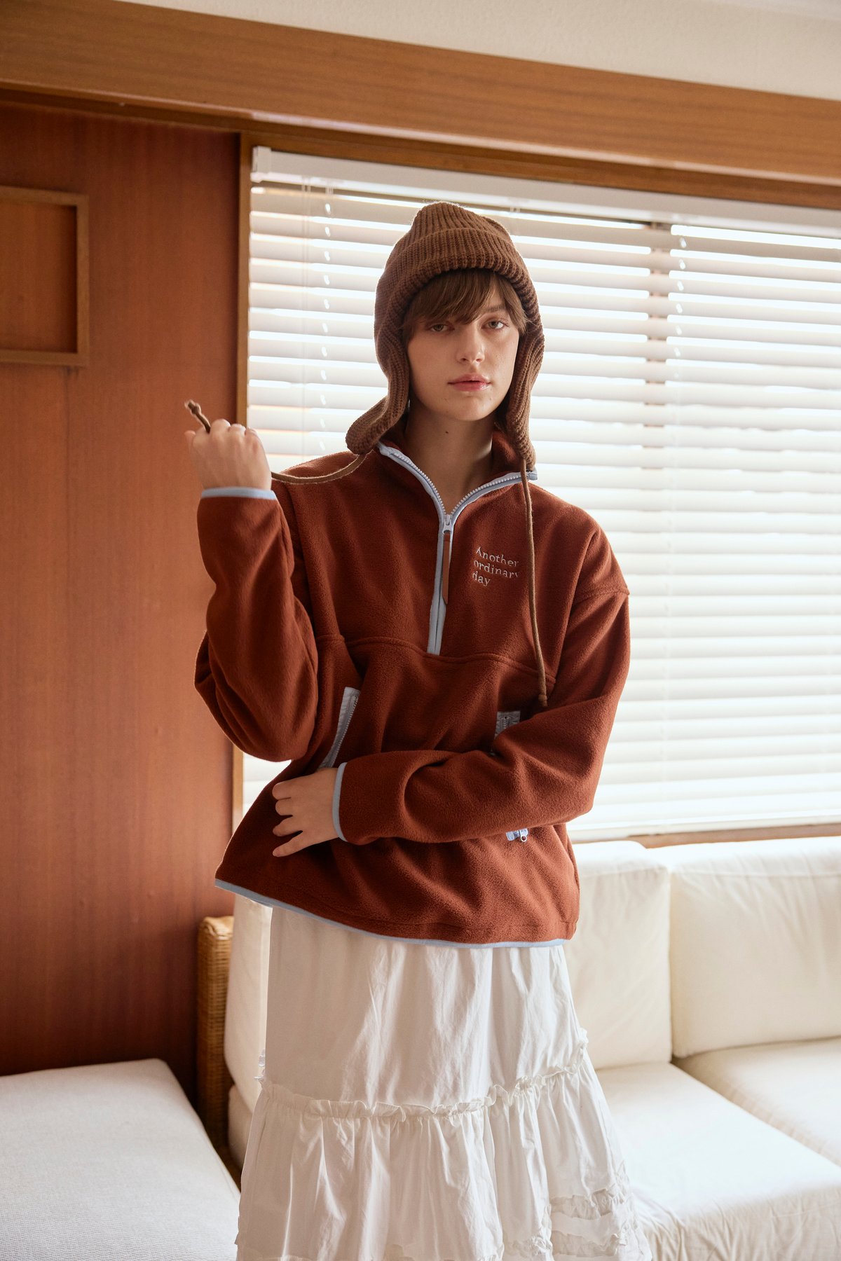 Peekaboo half Zip Fleece【brown】 | anotherordina