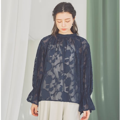 nuance sheer blouse(navy)