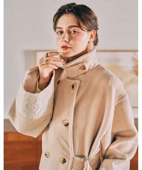 high neck quilting coat