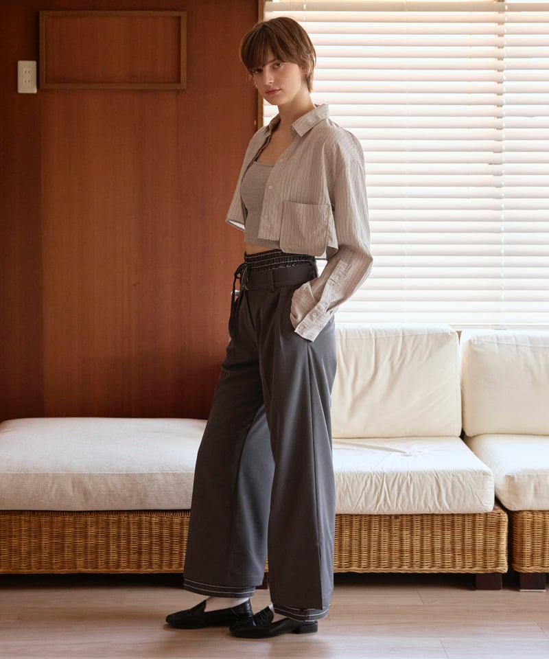 Layered Boyfriend Slacks【gray】 | anotherordinar
