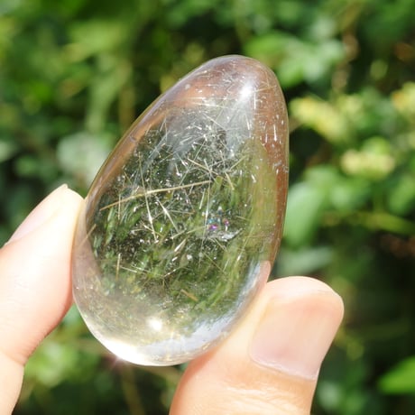 天然シトリン（エッグ型 / ゴールデンルチル、虹入り）【特典付き】