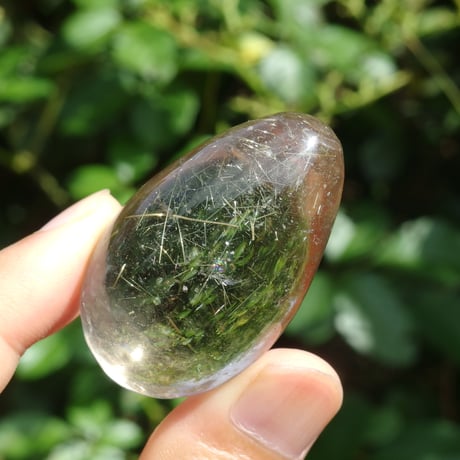 天然シトリン（エッグ型 / ゴールデンルチル、虹入り）【特典付き】