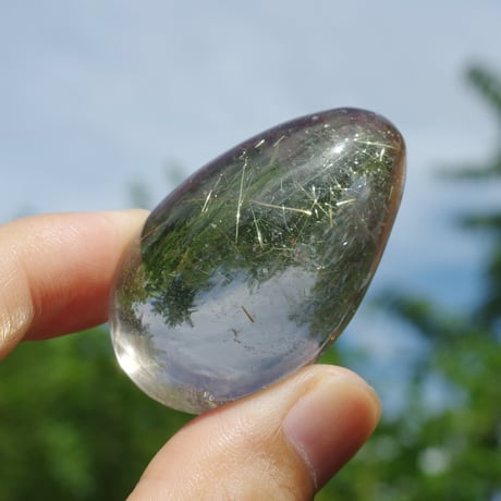 天然シトリン（エッグ型 / ゴールデンルチル、虹入り）【特典付き】
