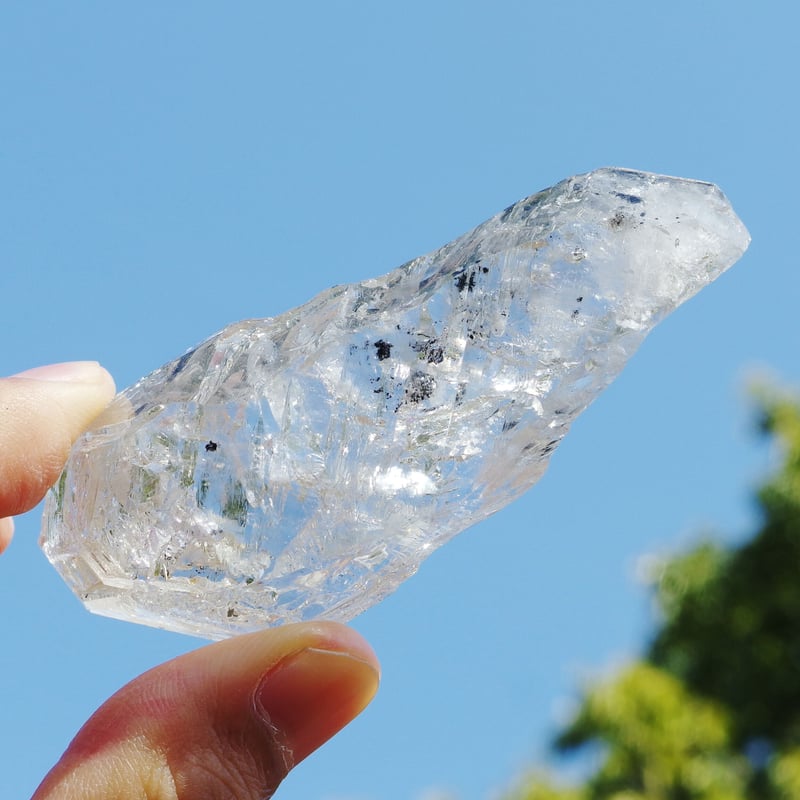 虹入りフェンスタークォーツ6/ウィンドウクォーツ/両剣/エレスチャル