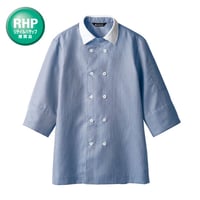 シャツ　７分袖 ブルーチェック/白（WC2631-4）