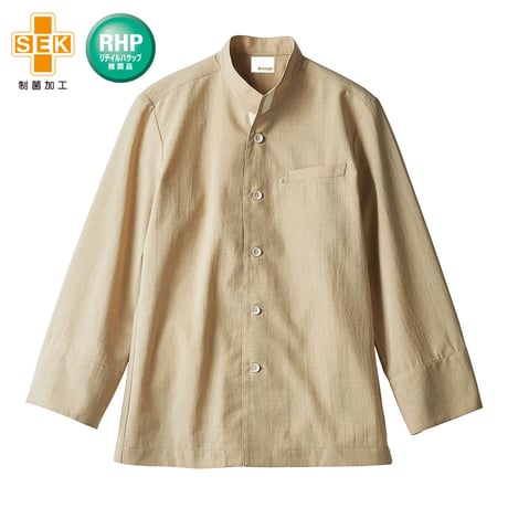 コックジャケット　　長袖 ベージュ/ホワイト（OV6501-3）