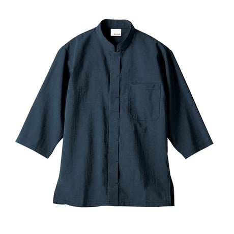 調理シャツ　　７分袖 ネイビー（OV2502-9）