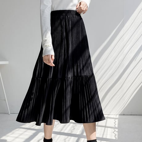 velours pleats skirt