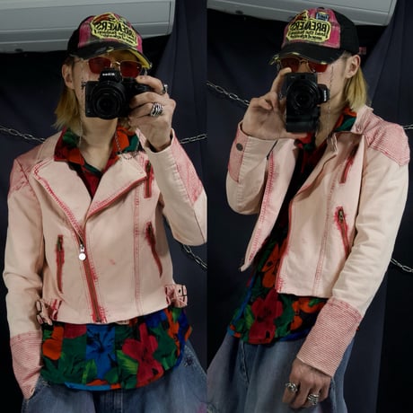 Desigual 20ss Piece Dyed Bleach Short Length London type Double Debim Riders Jacket