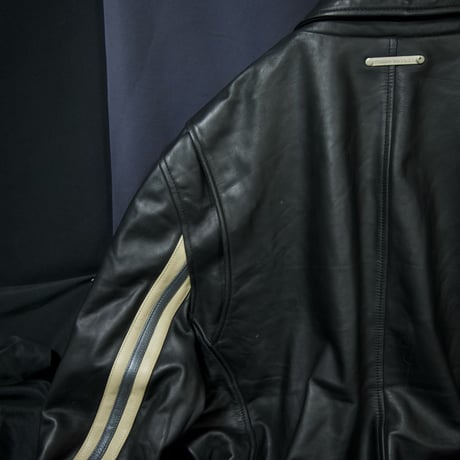 TOMMY HILFIGER Racing Design Side&CenterLine Oversized LambLeather Sports Jacket/Single Riders