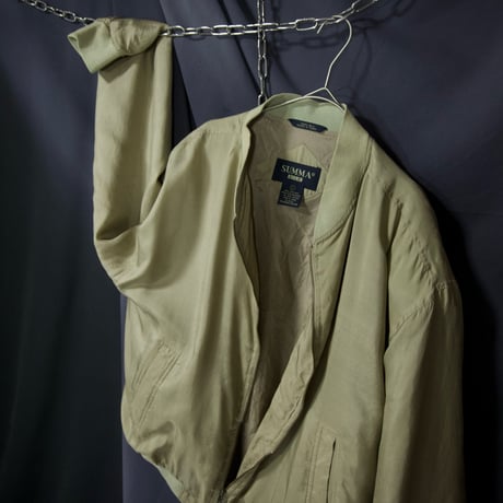 90s SUMMA Smoky Champagne Gold Silk 100% MA-1 type Box silhouette Bomber Jacket