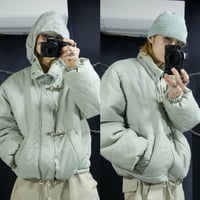 ITALY made Deformation Short Length Box Silhouette Padding Fireman Jacket/Mountain Hoodie