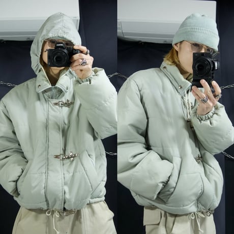 ITALY made Deformation Short Length Box Silhouette Padding Fireman Jacket/Mountain Hoodie