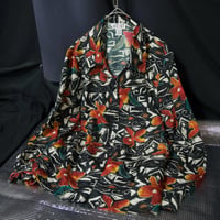 90s STUNT “Nostalgic Elements” Geometric Botanical flower&woodblock Silk100% L/S Opencollar Shirts