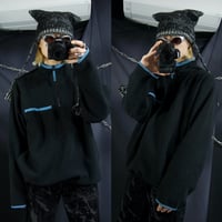 90s c1999 OLDNAVY 2tone Switching Black×SaxBlue Pullover Halfzip Fleece Jacket
