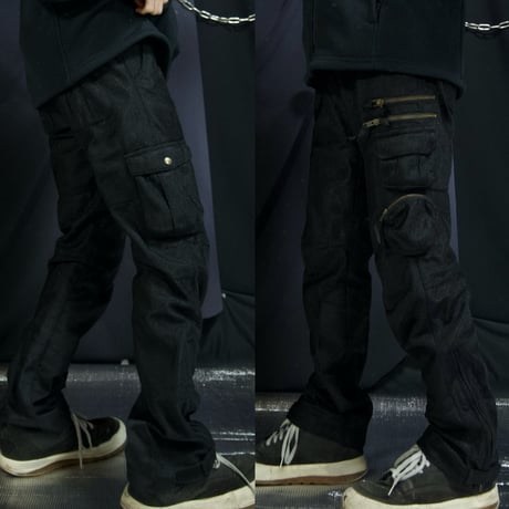 00s BADBOY Multi Pockets Zipper Gimmick Biker Cargo Pants/Flare