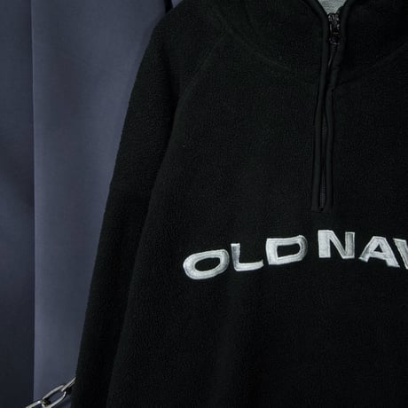 00s c2002 OLDNAVY Silver Embroidery Halfzip Pullover Fleece Jacket