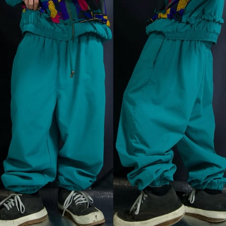 90s CASUAL ISLE Picasso motifs Art Graphics SetUp Polyester Blouson/Wide Easy Pants
