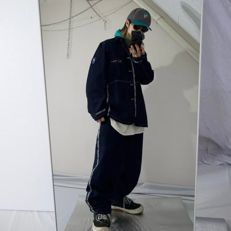 90s Deadstock PINKHOUSE Karl Helmut Denim SetUp Coverall Denim Jacket × Baggy Denim Pants