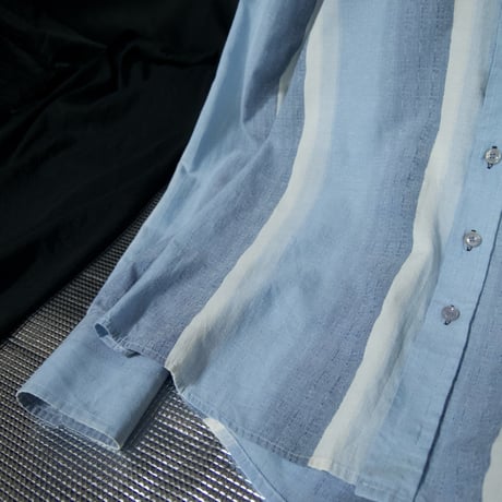 90s~00s FUSAI Jeans “ItalianDetail×HipHop” Ramie×Cotton Chambray Multi Striped L/S Shirts