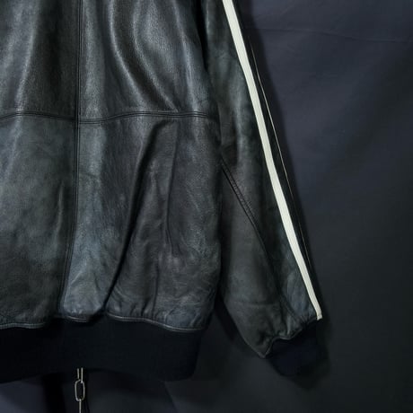 USED Sun Fade Oversized Sideline All Leather Stadium Jacket