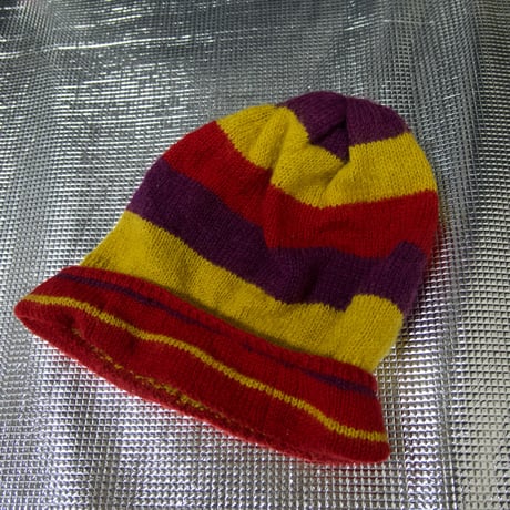 USED Border Crochet Wool Knit Tum Cap/Balloon Cap