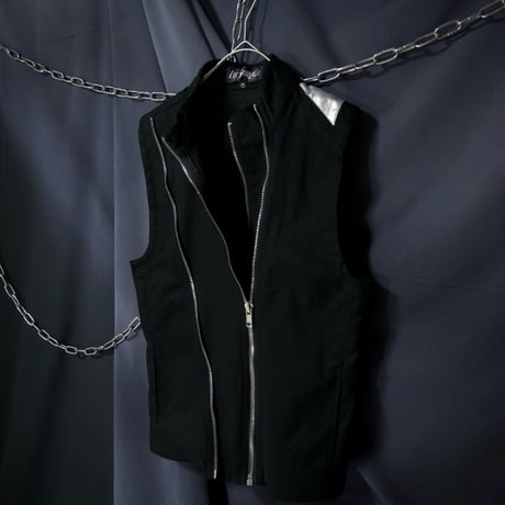 LIP SERVICE Deformation Zipper Gimmick Silver Foil Switching Riders Denim Vest