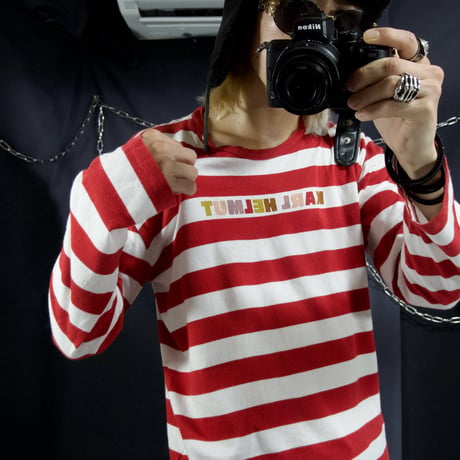 90s Karl Helmut Red×White Border L/S Tee