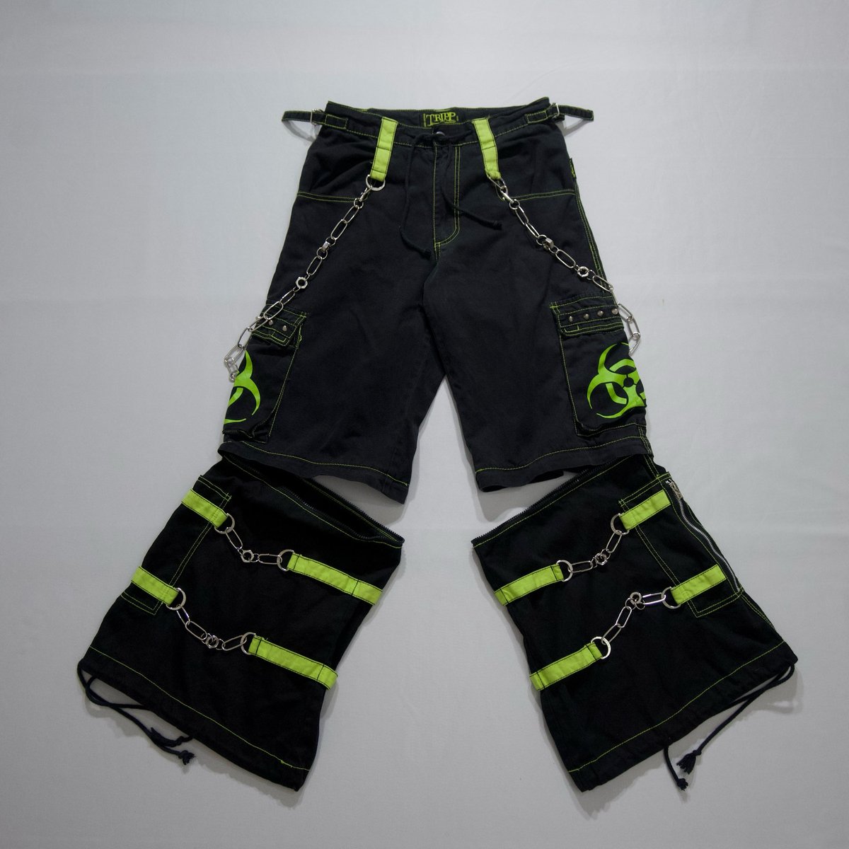 TRIPP NYC Chains Studs Zip Biohazard Print Deta TRIPP NYC Chains Studs Zip Biohazard Print Deta