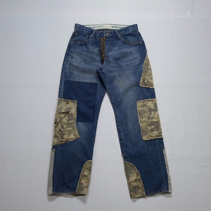 パンツ 00s PPFM Rebuilt faux belt denim pants 00s PPFM Patchwork Rebuild Denim Pants | HOW Us