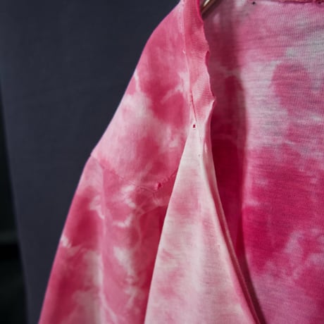 10s DOLLY GIRL ANNA SUI Round Neck TieDye Bleached Boro Danage CutOff Oriental Heart Graphic S/S Tee