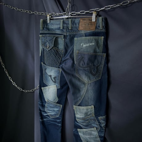 JAPRAG OKISHANA SAMOKI Rebuild Multi Pockets Banana Cut Wash Denim