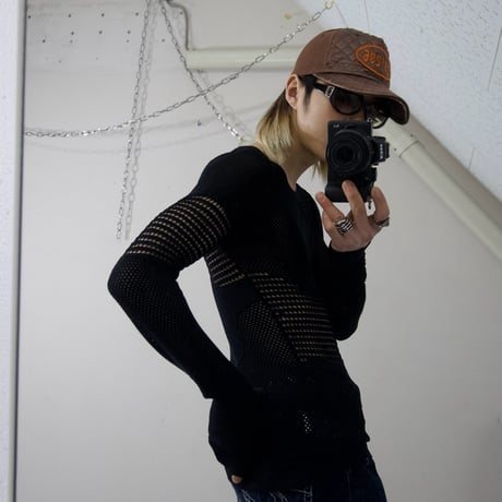 DIESEL Asymmetry Patterns Mesh L/S Tops