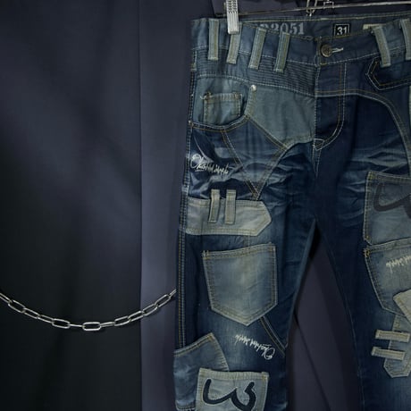 JAPRAG OKISHANA SAMOKI Rebuild Multi Pockets Banana Cut Wash Denim