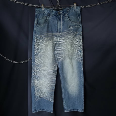 Karl Kani Thick Chain Stitches Embroidery Wash Baggy Denim