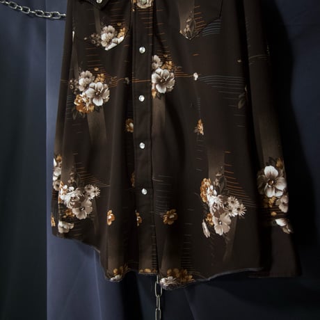 70s USA made H BAR C Printed Botanical Flowers Graphic L/S Western Shirts